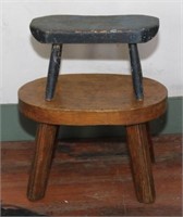 (2) oval footstools, largest is 16" across top