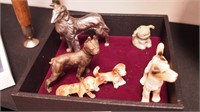 Six vintage metal dog figurines: an advertising