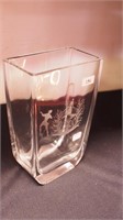 Orrefors crystal vase with etched Romeo