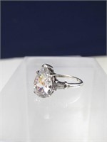 925 Sterling Silver & CZ Ring, Size 6