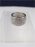 925 Sterling Silver & Pave CZ Ring, Size 7.25