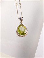 925 Sterling Silver & Green Gemstone Necklace