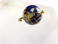 14K Yellow Gold World Globe Pendant Charm