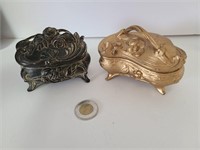 Two Antique  Metal Jewelry Boxes