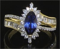 10kt Gold Sapphire-White Topaz Dinner Ring