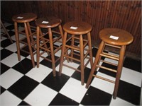 Bid X 4 Wood Bar Stools