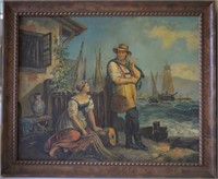 Zwerling Antique Couple & Ship Painting