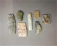 7 Pre-Columbian Style Hardstone & Jade Carvings.