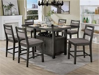 7pc Counter Height Dining Set Storage/ Wine Cabine