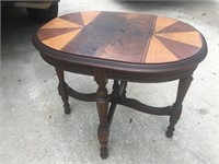 Vintage Ornate Wood Inlay Side Table