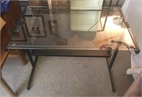 Glass Top Computer Desk w/ Metal Base