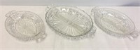 Lot of 3 Glass Relish Trays