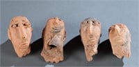 4 Axumite Terracotta Heads, Ethiopia, 3rd CE.