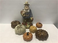 Pilgrim with Pumpkins Ceramic Lot