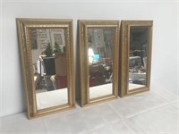 Lot of 3 Gold Trim Mirrors
