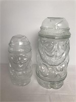 Pair of Clear Libbey Santa Candy Jars