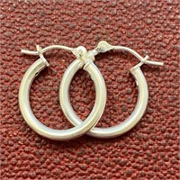 Designer 5/8" Sterling Silver Hoop Earrings