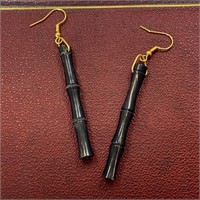 MILLARD Natural Horn & Brass Bamboo Earrings 1.5"