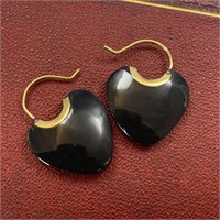 MILLARD Brass & Natural Horn Heart Earrings