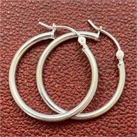 Modern Sterling Silver 1" Hoop Earrings