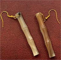 MILLARD Natural Horn & Brass Bamboo Earrings