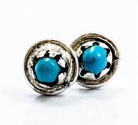 ZUNI Silver & Turquoise Stud Earrings