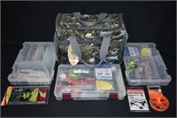 Large Lot Of Fishing Tackle & Soft Shell Case