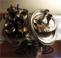 Lot #2128 - Silver plate lot to include Tea