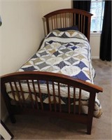 Lot #2165 - Twin side bed with Maple bed frame