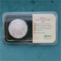 ENCASED 2005 Silver American Eagle Dollar