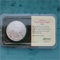 ENCASED 2008 Silver American Eagle Dollar