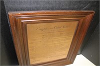Framed Confe of United States Brass Etched 20 x 16