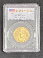 $25 Gold Eagle, 2005, Pcgs, Ms-69 First Strike