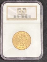 $10 Gold Connet Head, Ngc - Ms-62