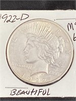 1922 - D - Peace Silver Dollar -ms-65