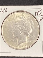 1922 - Peace Silver Dollar - Ms-63