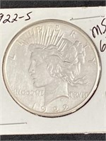 1922 - S - Peace Silver Dollar - Ms-61