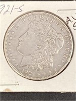 1921 - S - Morgan Silver Dollar A.u.-50