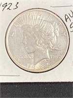 1923 - Peace Silver Dollar- A.u.-55
