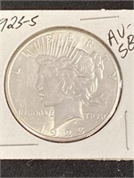 1923 - S - Peace Silver Dollar - A.u.-58