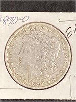 1890 - O - Morgan Silver Dollar E.f