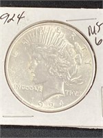 1924 - Peace Silver Dollar-ms-61
