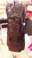 Black sequined sleeveless evening dress by Danny