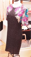 Beaded and sequined evening dress with a