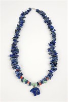 Lapis Lazuli Bear Fetish Navajo Necklace