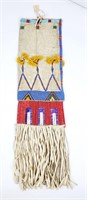 Crow Indian Quilled & Beaded Pipe Bag Wool Tassels