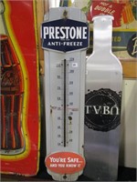 Vintage metal Prestone thermometer