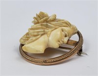 1870s Victorian Carved Cameo 10k Gold Mounting