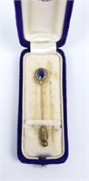 10k Gold Ceylon Blue Sapphire Stick Pin