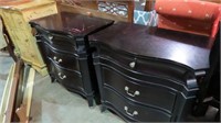(2X) BLACK PAINTED NIGHT STANDS, 3 DRAWERS EACH